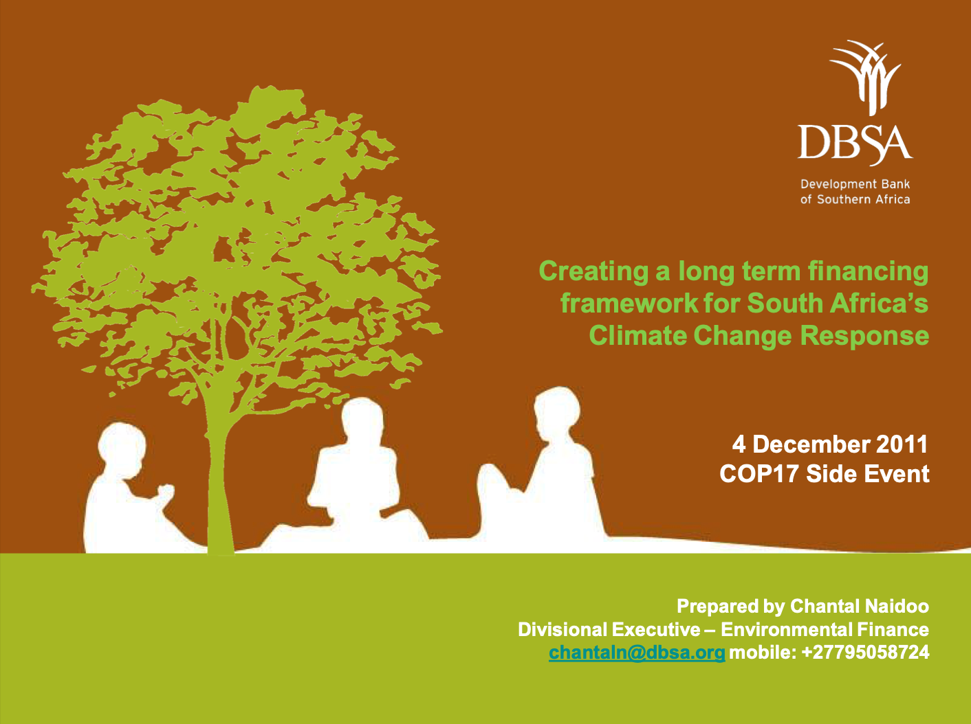 Creating a long term financing framework for South Africa’s Climate Change Response