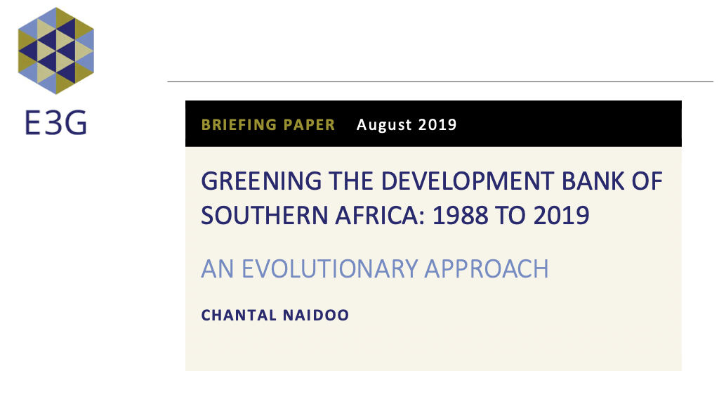 Greening the Development Bank of Southern Africa 1988 to 2019