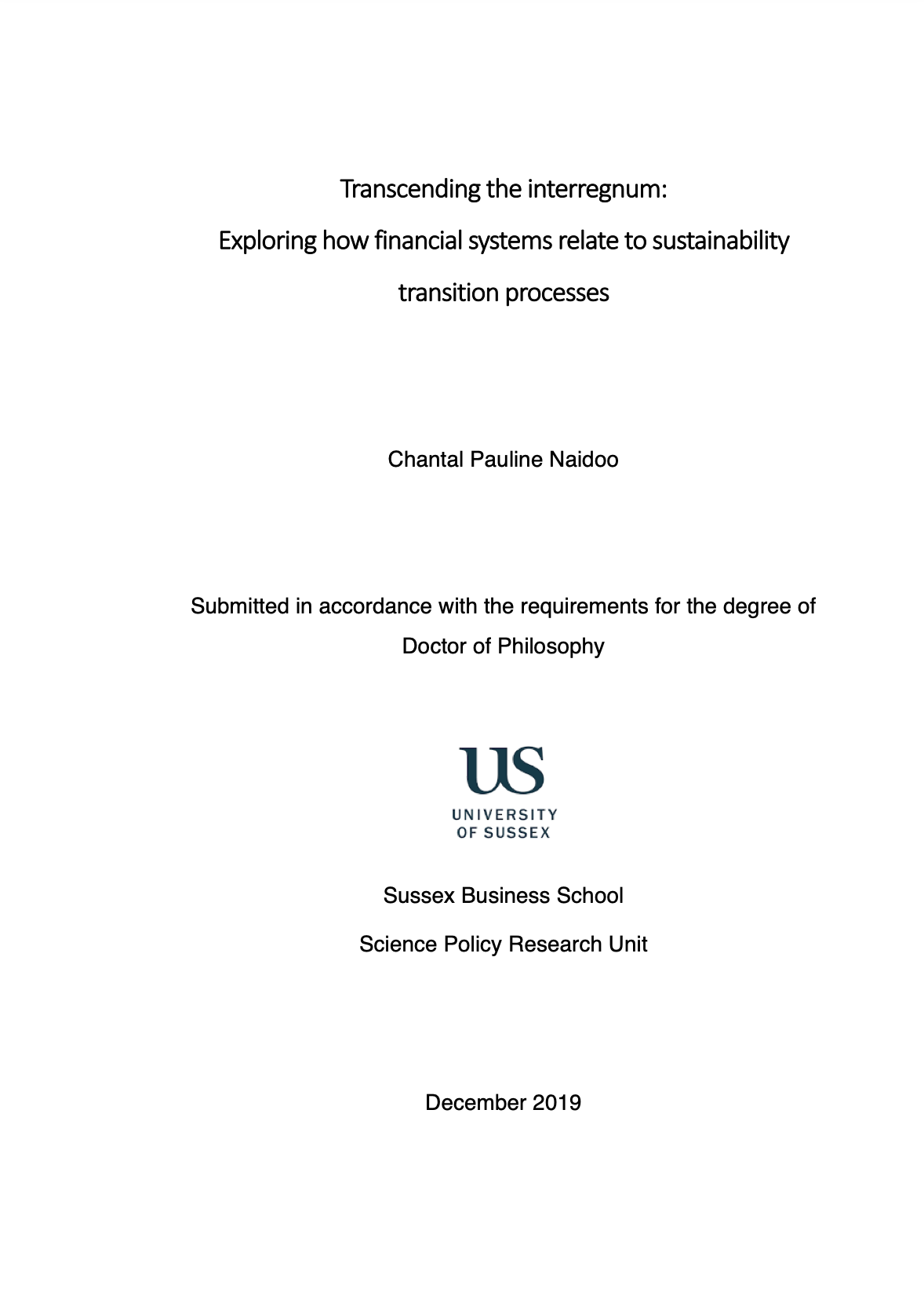 Transcending the interregnum: Exploring how financial systems related to sustainability transition processes